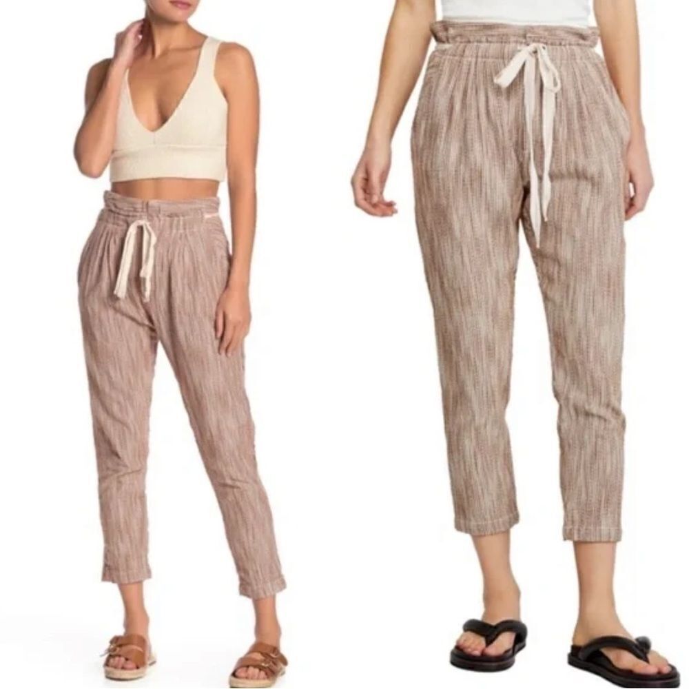 Revolve Free People Light at Sunrise Crop Pants (gray belt version)